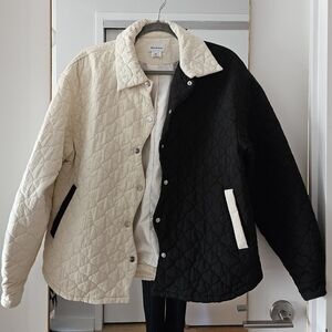 Find me now, black & white quilted jacket, medium